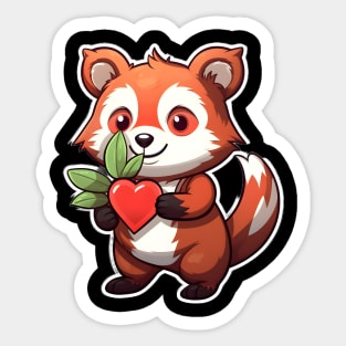 Adorable Red Panda with a Heart-Shaped Gift Sticker